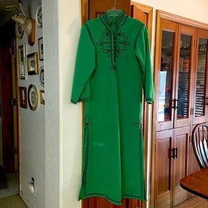 Vintage Handmade Kaftan - Polyester Green Bliss! L